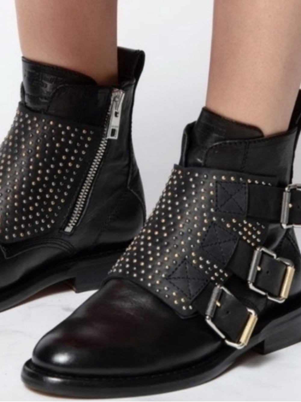 Zadig & Voltaire Laureen Flap Studs Ankle Boots - Size US 7